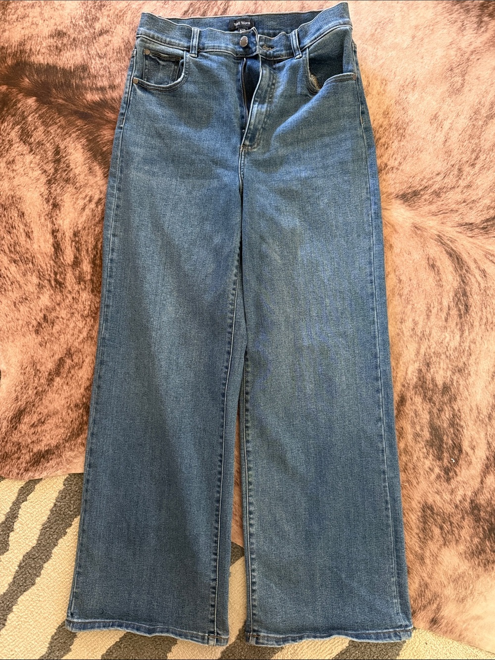 Well Worn Wide-Leg Jeans in Blue Denim